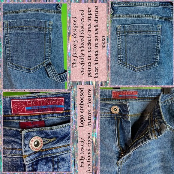 VINTAGE Y2K/90S HOT KISS BOOTCUT JEANS EXC COND SZ 9 back to school cool - Picture 10 of 13
